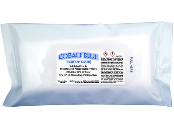 High-Tech Conversions Cobalt Blue 70% IPA Sterile Polypropylene Wipes