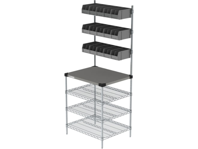 Metro Wire Shelving Workstation with Overhead Bins
