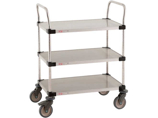 Metro Super Erecta Lab Utility Cart with Solid Stainless Steel Shelves
