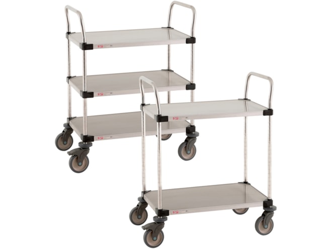 Metro Super Erecta Lab Utility Cart with Solid Stainless Steel Shelves