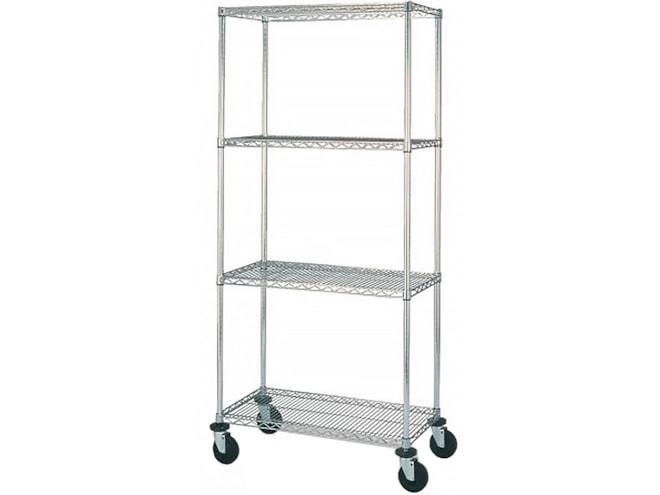 Olympic 4 Shelf Mobile Cart with Chrome Finish