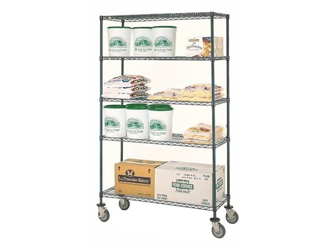 Olympic 4 Shelf Mobile Cart with Green Epoxy Finish